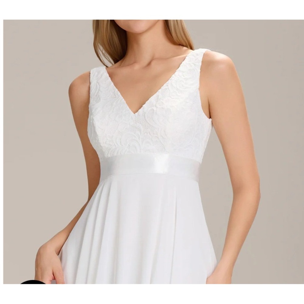 Ever-Pretty High-Low Dress Women Size 14 White New Lace Chiffon V-Neck EP00207 - Picture 2 of 14